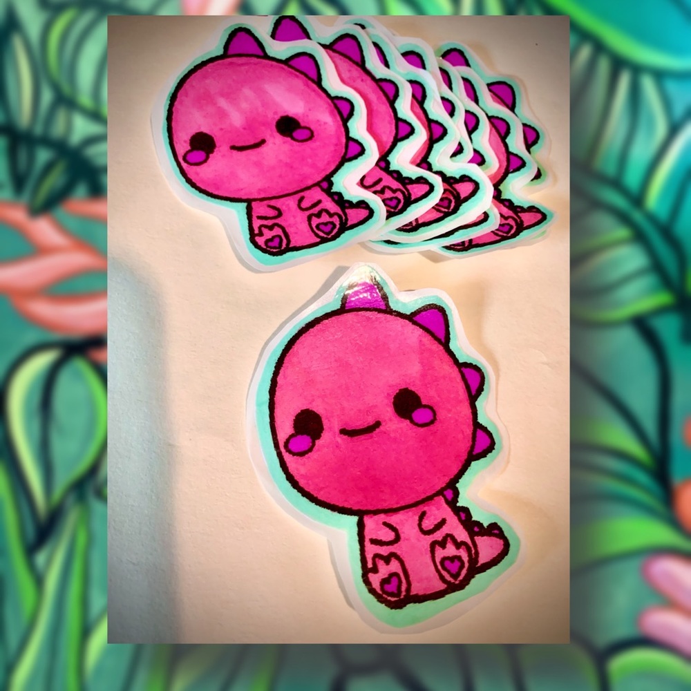 💖🌱 Pink Baby Dino Sticker 🌈